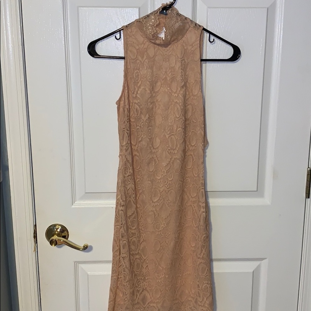 nude midi lace dress
